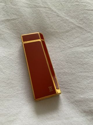 Auth CARTIER Lacquer Pentagon 5 - Sided Short Lighters / Gold Vintage w Case 4