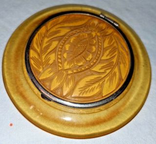 Vtg Art Deco Flapper Ladies Bakelite Celluloid Mirrored Powder Compact 1920s 4