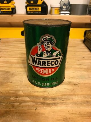 Rare 1960s Vintage Wareco Willie Premium Motor Oil 1 Qt.  Quart Empty Paper Can