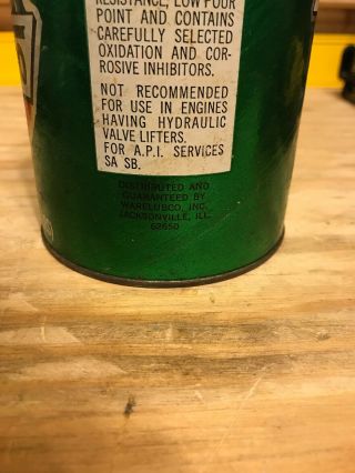 Rare 1960s Vintage WARECO WILLIE PREMIUM MOTOR OIL 1 qt.  Quart Empty Paper Can 3