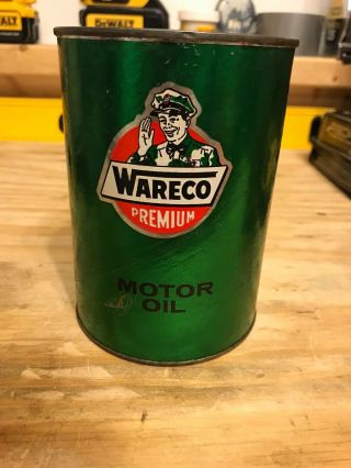 Rare 1960s Vintage WARECO WILLIE PREMIUM MOTOR OIL 1 qt.  Quart Empty Paper Can 4