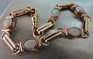Vintage 9 Ct Rose Gold & Opal Bracelet.  Xbaod.