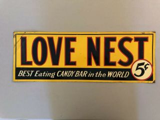 Vintage Love Nest Candy Bar Metal Sign