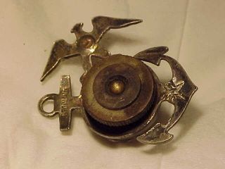 RARE STERLING EARLY WW2 US Marine Corp Eagle Globe Anchor DROOP WING PIN 2