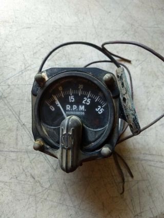 Vintage Sun 3500 Rpm Tachometer Art Deco Look Airplane Will Look Great In Ratrod