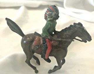 Vintage Lead Indian Mounted Horseback Rifle Britains England Moving Arm