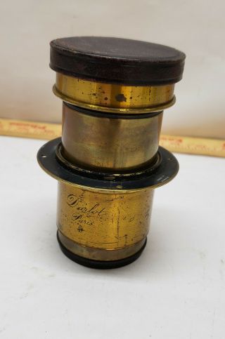 Antique Darlot Paris France Brass Petzval Lens For Studio Camera