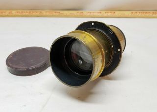 Antique Darlot Paris France brass Petzval lens for studio camera 3