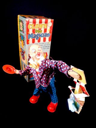 Rare Vintage B/o Mechanical Clown The Magician By Cragstan - Japan - Nmib