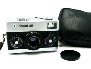 Vintage Chrome Rollei 35 Film Camera - 40mm 3.  5 S - Xenar Lens With Strap -
