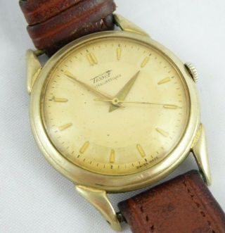 Rare Vintage 1950 Tissot Antimagnetique Wristwatch Cal 27 - 2 Horn Lugs