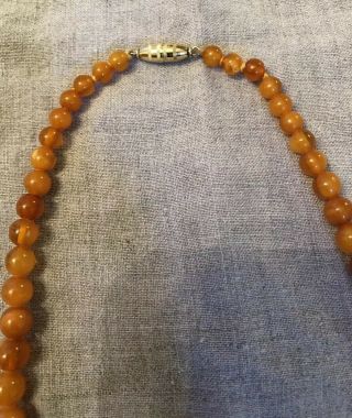 Antique Vintage Round Egg Yolk Baltic Butterscotch? Amber Beaded Necklace 25g 4
