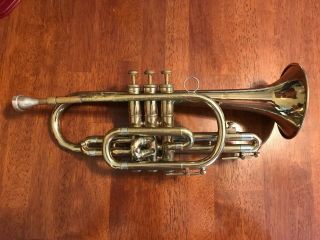 Vintage 1950s F.  E.  Olds And Son La Ambassador Cornet With Mouthpiece And Case