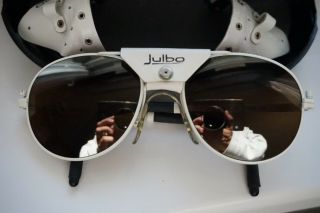 Vintage Julbo Made In France White Sunglasses With Case Small Sizes