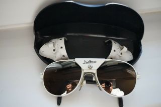 VINTAGE JULBO MADE IN FRANCE WHITE SUNGLASSES WITH CASE SMALL SIZES 2