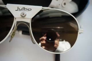 VINTAGE JULBO MADE IN FRANCE WHITE SUNGLASSES WITH CASE SMALL SIZES 3