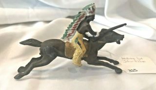 Vintage Lead Indian On Horseback W/ Rifle Drawn Jonhilco John Hill & Co