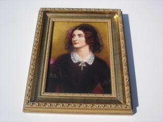 Rare Vintage Rpm Germany Porcelain Plaque Art Transfer In Frame Lady 5