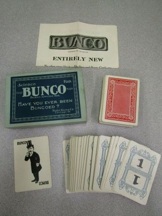 Antique 1904 Bunco Playing Card Game - Home Game Co,  Chicago,  Illinois - Complete
