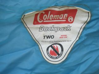Vintage Coleman Backpack II Tent Model 8551 - 814 w Box 1970 ' s 8