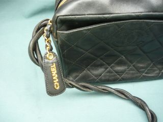 Vintage Chanel Black Soft Leather Quilted Shoulder Bag w/Twisted Strap 2