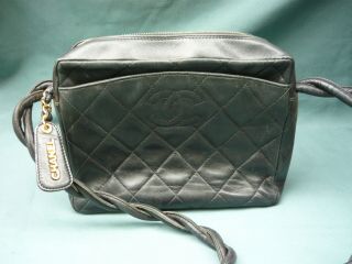 Vintage Chanel Black Soft Leather Quilted Shoulder Bag w/Twisted Strap 3