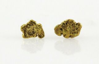 Vintage 14k & Pure 24k Yellow Gold Nugget Stud Earrings Gold Rush Jewelry