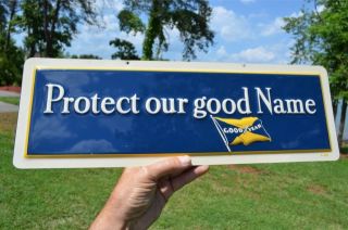 Vintage Goodyear Tires Flag Sign " Protect " Nos Collectable Pc.  Dead