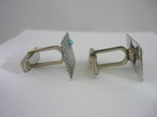 Stunning Vintage Turquoise & Sterling Silver Cufflinks & Tie Pin Set - Israel 8
