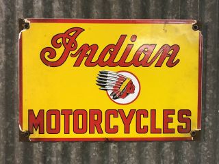 Indian Motorcycles Porcelain Sign Parts Vintage Chief Dealer Motor Oil