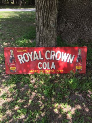 Large Vintage 1949 Rc Royal Crown Cola Soda Pop 54 " Embossed Metal Gas Oil Sign