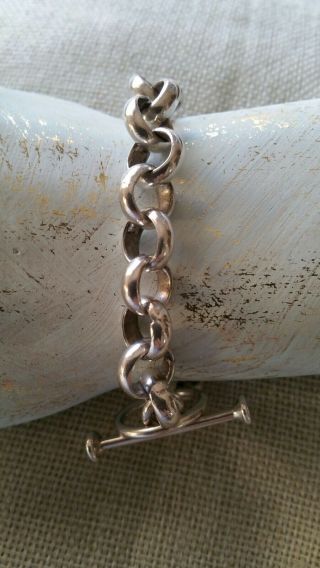 Vintage Silver Heavy Sterling Silver Chain Round Link Bracelet Chain
