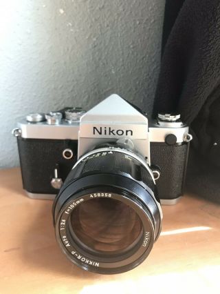 Nikon F2 With Nikkor P 2.  5 105mm Lens Near.  Vintage Camera
