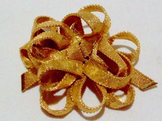 Vintage Couture Christian Dior Gold Plated Wire Mesh Bow Brooch Dated 1964