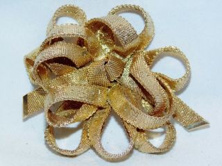 VINTAGE COUTURE CHRISTIAN DIOR GOLD PLATED WIRE MESH BOW BROOCH DATED 1964 4
