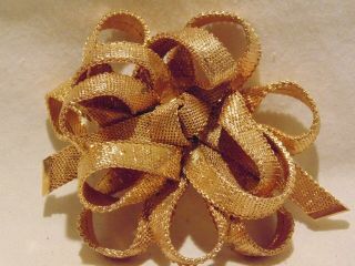 VINTAGE COUTURE CHRISTIAN DIOR GOLD PLATED WIRE MESH BOW BROOCH DATED 1964 5
