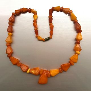 VINTAGE NATURAL BALTIC BUTTERSCOTCH YELLOW AMBER NECKLACE BEADS 19 gr 2