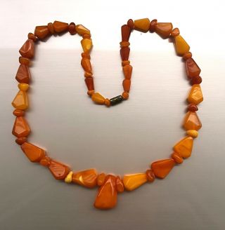 VINTAGE NATURAL BALTIC BUTTERSCOTCH YELLOW AMBER NECKLACE BEADS 19 gr 3