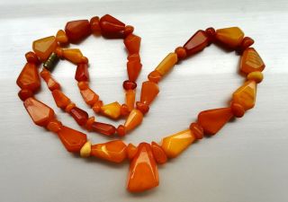 VINTAGE NATURAL BALTIC BUTTERSCOTCH YELLOW AMBER NECKLACE BEADS 19 gr 4