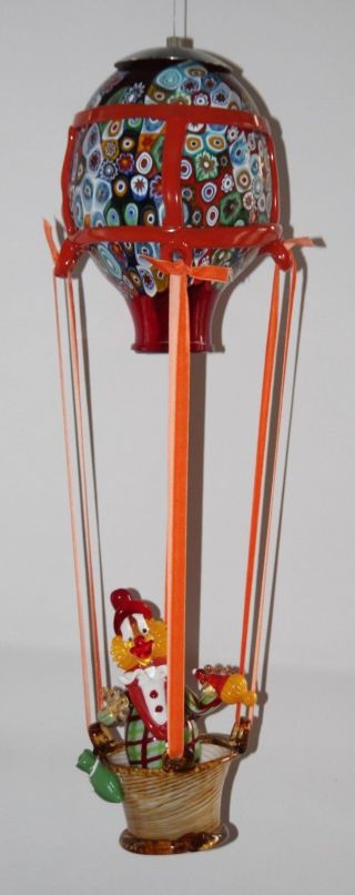 Cc Zecchin - Murano Art Glass - Suspended Hot Air Balloon With Clowns - Rare