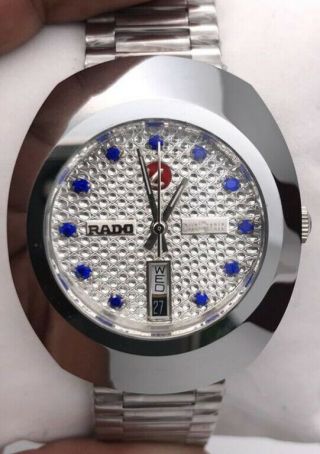 Vintage Rado Diastar Automatic 35mm Swiss Made Blue Stone Men 