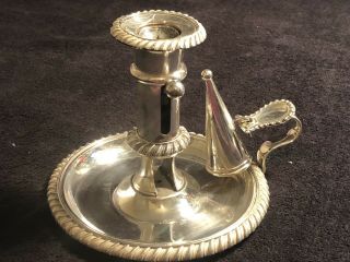Victorian Silver Plated Chamber Stick With Snuffer