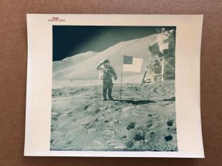 Vintage Nasa Apollo 13 Photo Us Flag Salute Red Letter Kodak Paper Purple Stamp