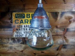 Vintage Crouse Hinds Explosion Proof Industrial Pendant Light Green Shade Gas 2