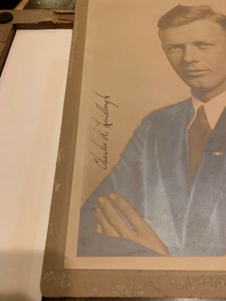 Charles A.  Lindbergh Signed Framed Color Photo Rare 10