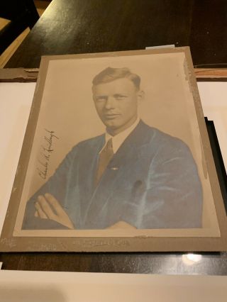 Charles A.  Lindbergh Signed Framed Color Photo Rare 11