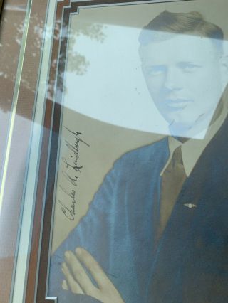 Charles A.  Lindbergh Signed Framed Color Photo Rare 4