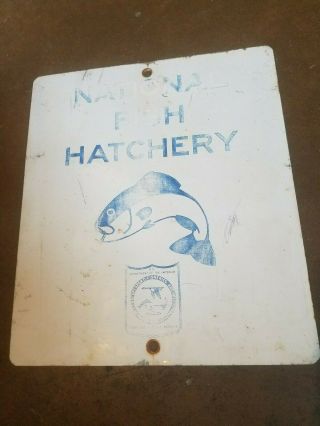 Us Fish Wildlife National Fish Hatchery Sign Vintage Old Park Preserve