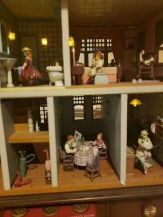 Vintage pre owned Enesco Victorian Vignette Multi Action Lighted Dollhouse 4