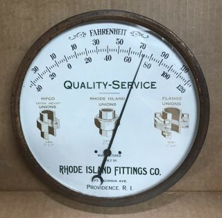 Vintage Standard Thermometer Co.  Round 9 " Advertising Rhode Island Fittings Co.